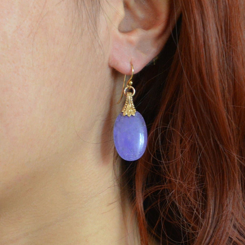 Sari Purple Quartz Golden Drop Earrings - Barse Jewelry