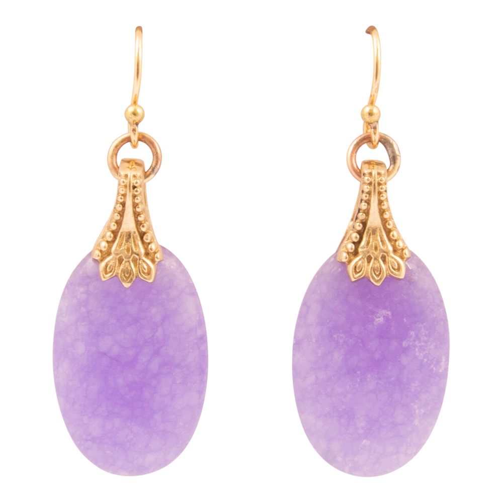 Sari Purple Quartz Golden Drop Earrings - Barse Jewelry