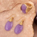 Sari Purple Quartz Golden Drop Earrings - Barse Jewelry