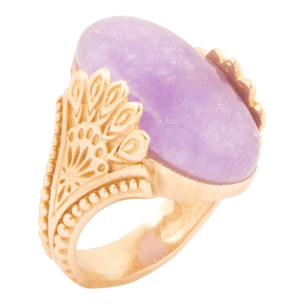 Sari Purple Quartz Golden Statement Ring - Barse Jewelry