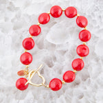 Scardale Red Shel Pearl Golden Bracelet - Barse Jewelry