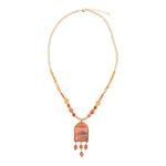 Scene Sunset Orange Sponge Coral Golden Pendant Necklace - Barse Jewelry