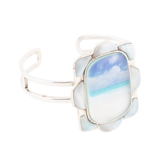 Scenic Beach Blue Larimar and Sterling Silver Cuff Bracelet