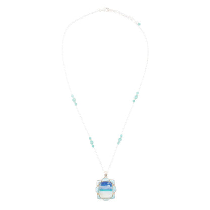 Scenic Beach Blue Larimar and Silver Pendant Necklace