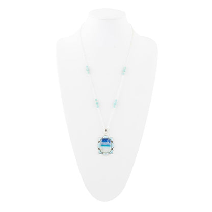 Scenic Beach Blue Larimar and Silver Pendant Necklace