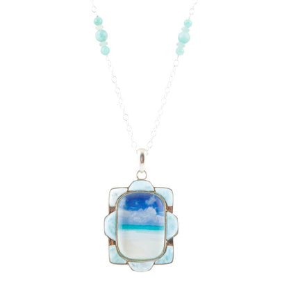 Scenic Beach Blue Larimar and Silver Pendant Necklace