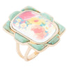 Scenic Floral Blue Turquoise Golden Ring - Barse Jewelry