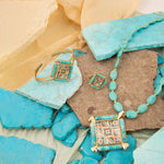 Scenic Native Weave Blue Turquoise Golden Statement Ring - Barse Jewelry