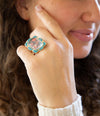 Scenic Red Florals Blue Apatite Golden Statement Ring - Barse Jewelry