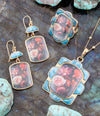 Scenic Red Florals Blue Apatite Golden Statement Ring - Barse Jewelry