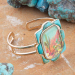 Scenic Sedona Blue Turquoise and Golden Cuff Bracelet - Barse Jewelry