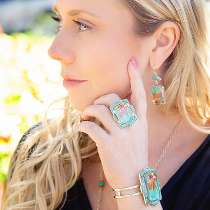 Scenic Sedona Blue Turquoise Golden Drop Earrings - Barse Jewelry