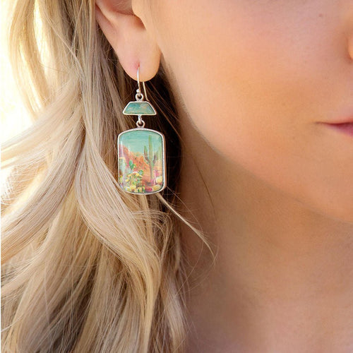 Scenic Sedona Blue Turquoise Golden Drop Earrings - Barse Jewelry