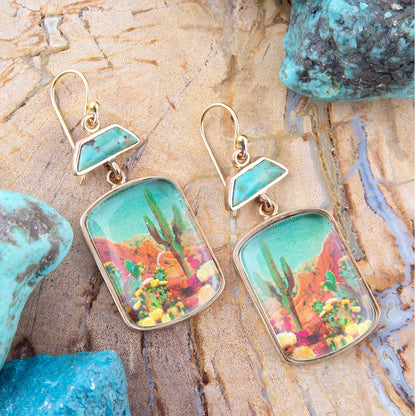 Scenic Sedona Blue Turquoise Golden Drop Earrings - Barse Jewelry