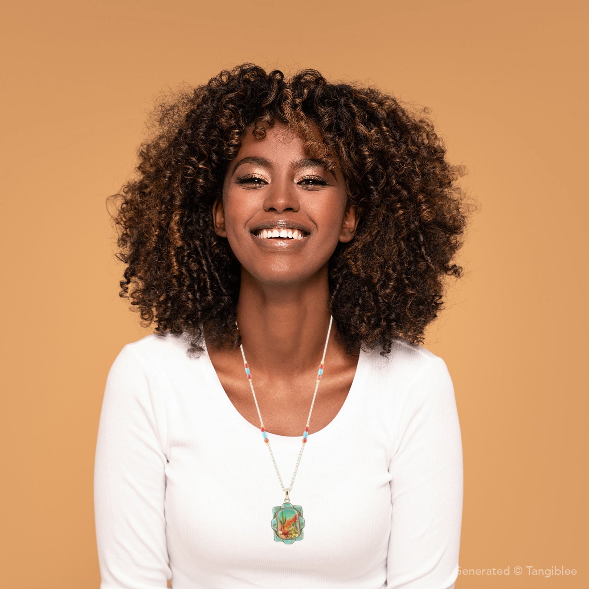 Scenic Sedona Desert Blue Turquoise Golden Pendant Necklace - Barse Jewelry