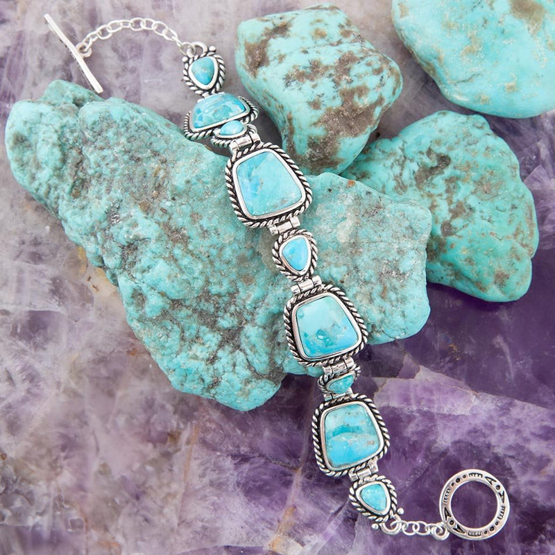 Sedona Blue Turquoise and Sterling Silver Toggle Bracelet - Barse Jewelry