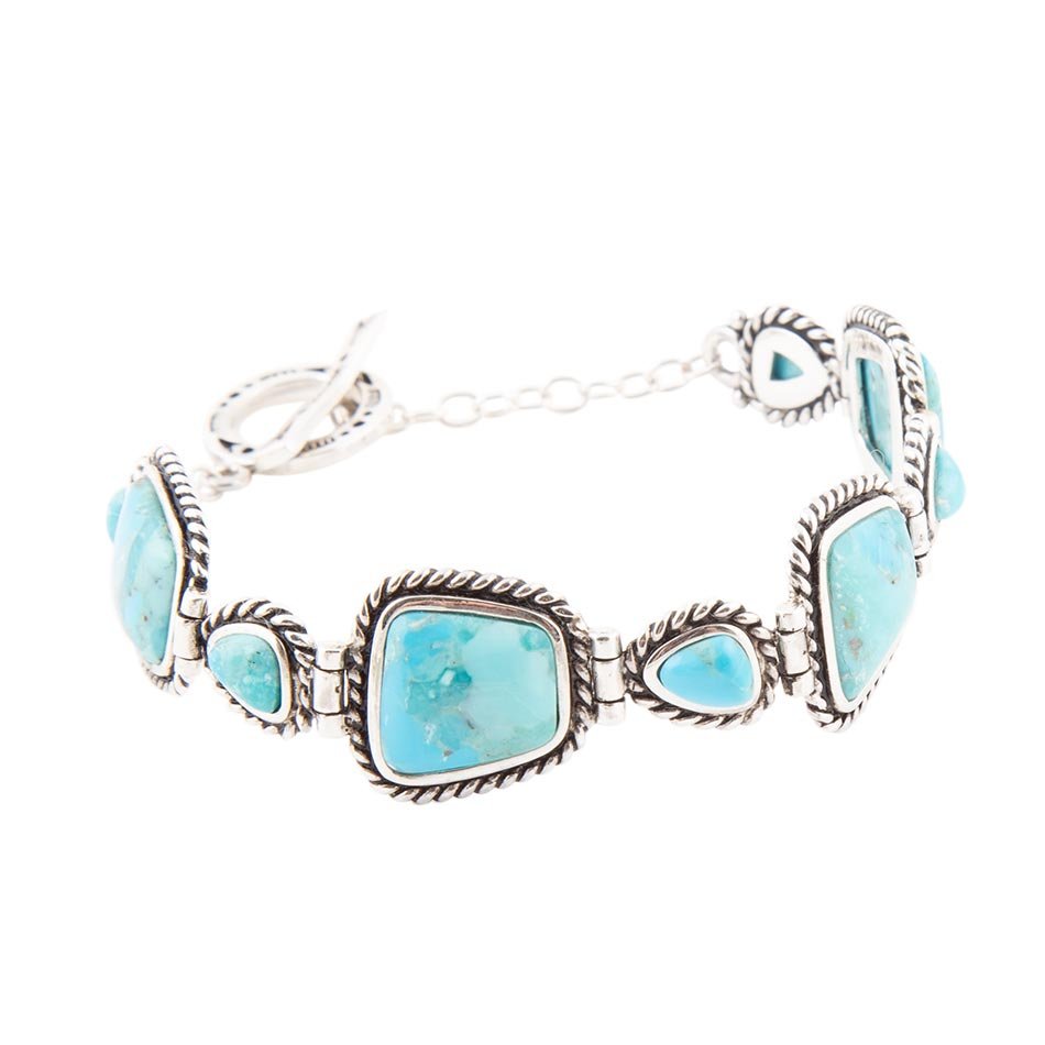 Sedona Blue Turquoise and Sterling Silver Toggle Bracelet - Barse Jewelry