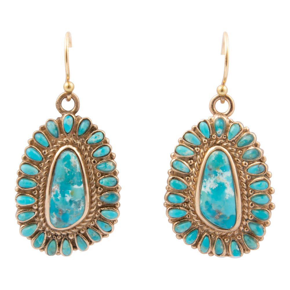 Sedona Blue Turquoise Golden Drop Earrings - Barse Jewelry