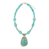 Sedona Blue Turquoise Golden Pendant Necklace - Barse Jewelry