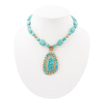 Sedona Blue Turquoise Golden Pendant Necklace - Barse Jewelry