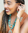 Sedona Turquoise Goldstone Statement Cuff Bracelet - Barse Jewelry