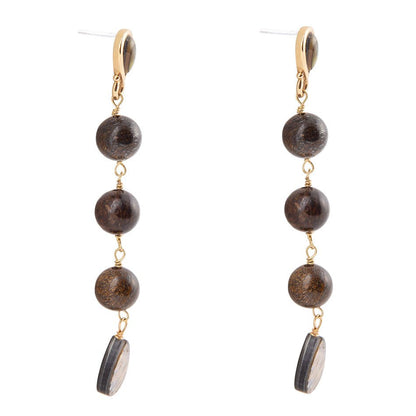 Sepia Sea Green Abalone Post Golden Drop Earrings - Barse Jewelry