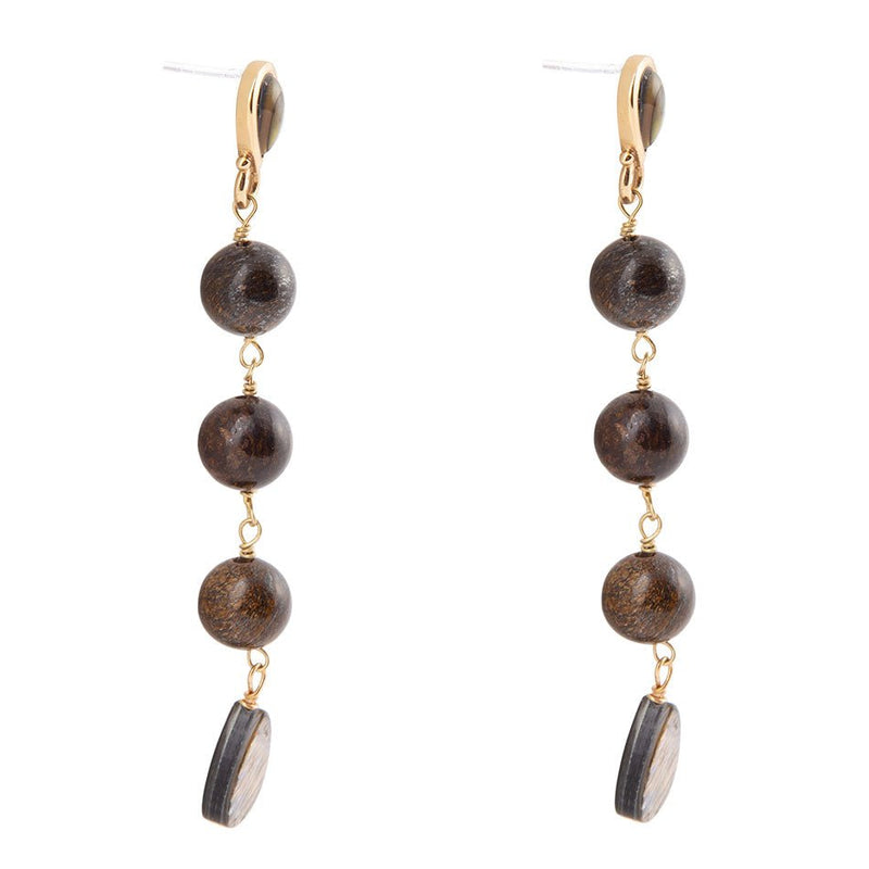 Sepia Sea Green Abalone Post Golden Drop Earrings - Barse Jewelry