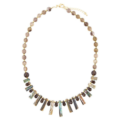 Sepia Sea Green Abalone Statement Golden Necklace - Barse Jewelry