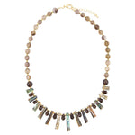 Sepia Sea Green Abalone Statement Golden Necklace - Barse Jewelry
