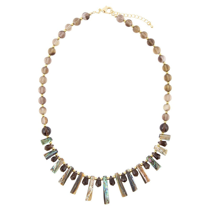 Sepia Sea Green Abalone Statement Golden Necklace - Barse Jewelry