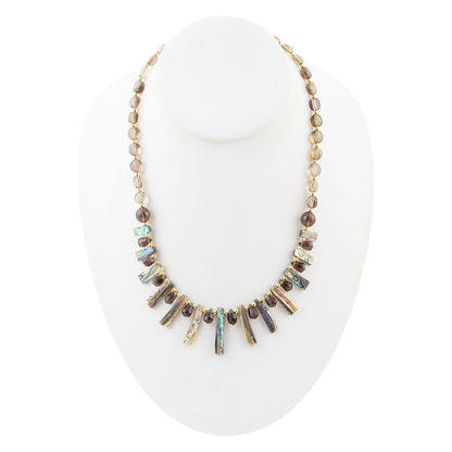 Sepia Sea Green Abalone Statement Golden Necklace - Barse Jewelry