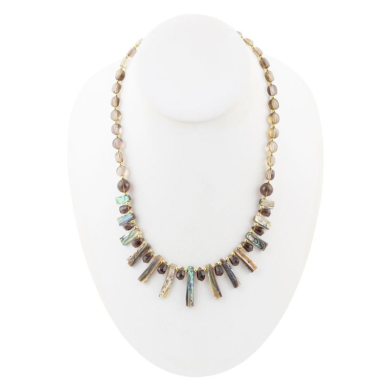 Sepia Sea Green Abalone Statement Golden Necklace - Barse Jewelry