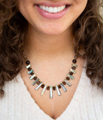 Sepia Sea Green Abalone Statement Golden Necklace - Barse Jewelry