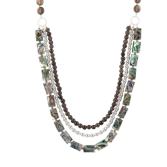 Sepia Sea Green Abalone Sterling Silver Strand Necklace