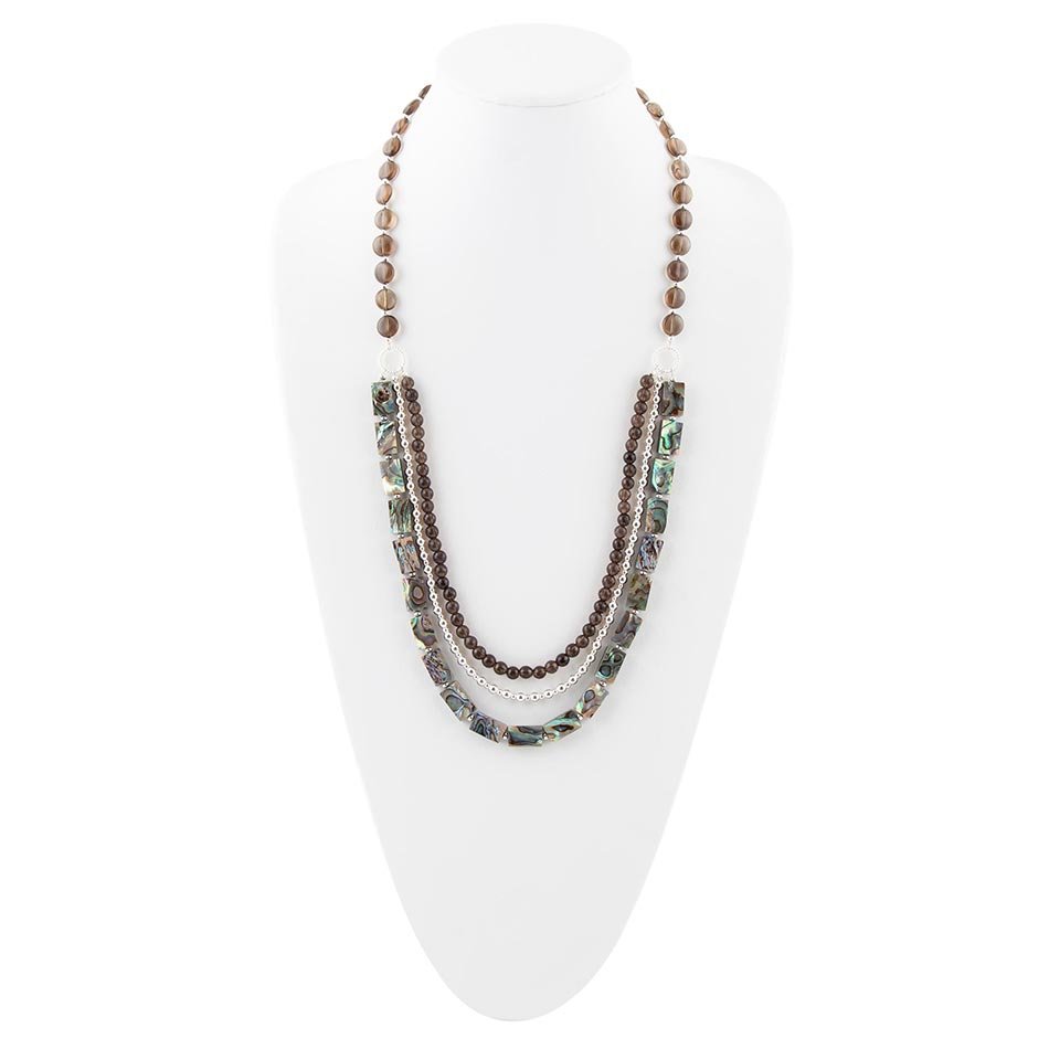 Sepia Sea Green Abalone Sterling Silver Strand Necklace - Barse Jewelry