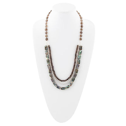Sepia Sea Green Abalone Sterling Silver Strand Necklace - Barse Jewelry