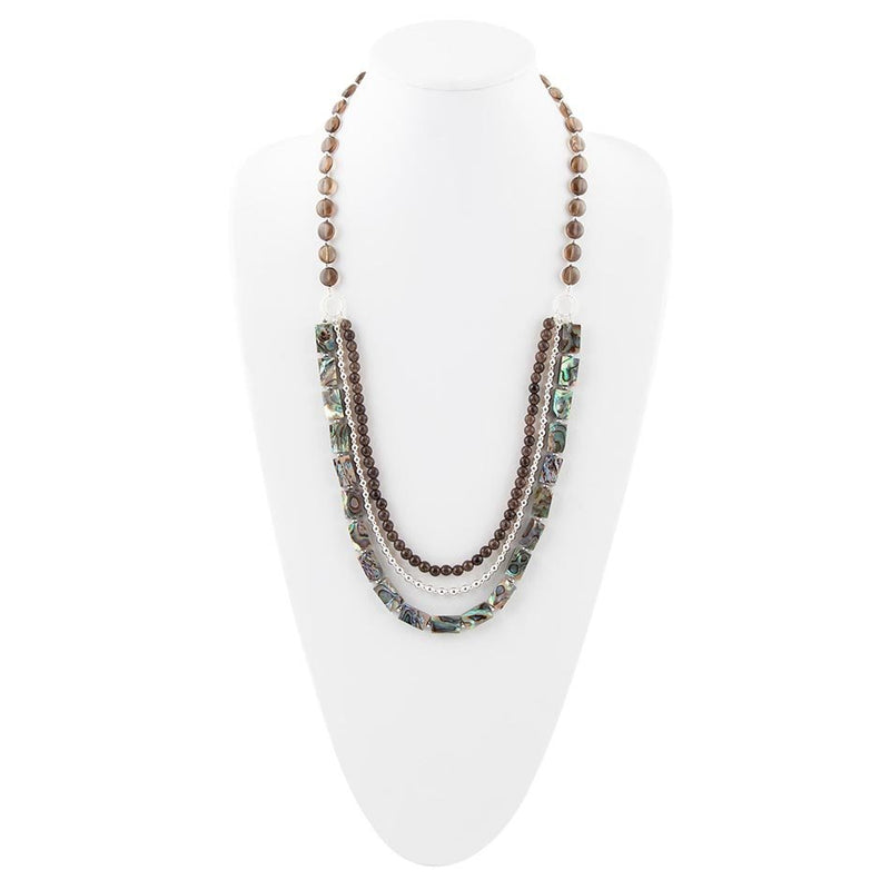 Sepia Sea Green Abalone Sterling Silver Strand Necklace - Barse Jewelry