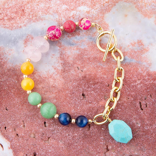 Serape Multi-Color Golden Toggle Bracelet - Barse Jewelry