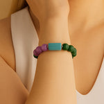 Seville Green and Purple Jade Golden Statement Bracelet - Barse Jewelry