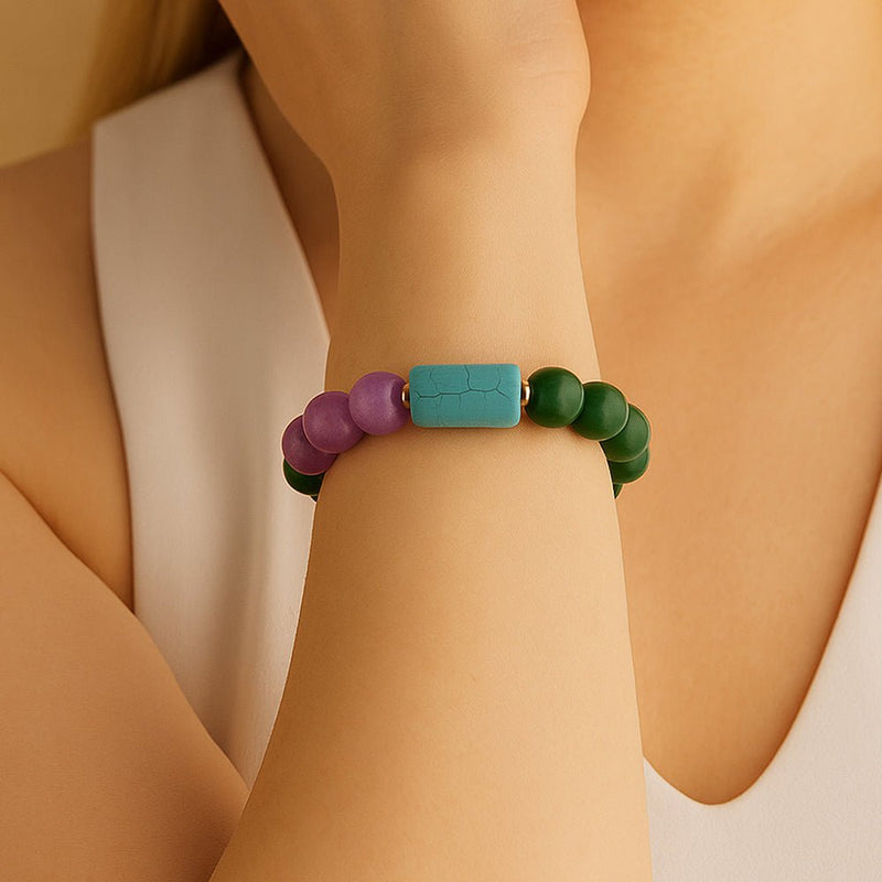 Seville Green and Purple Jade Golden Statement Bracelet - Barse Jewelry