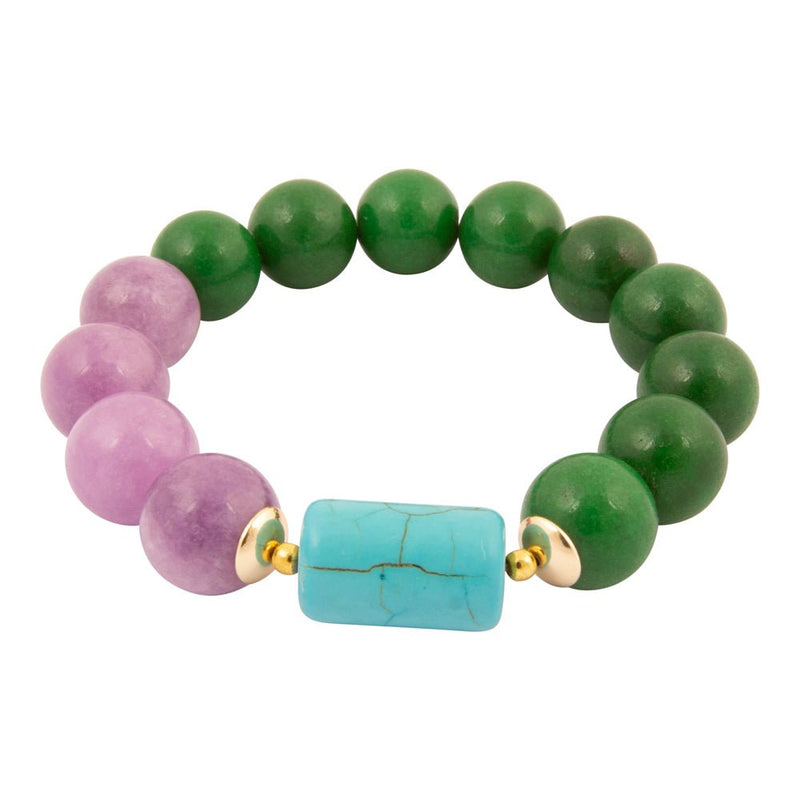 Seville Green and Purple Jade Golden Statement Bracelet - Barse Jewelry