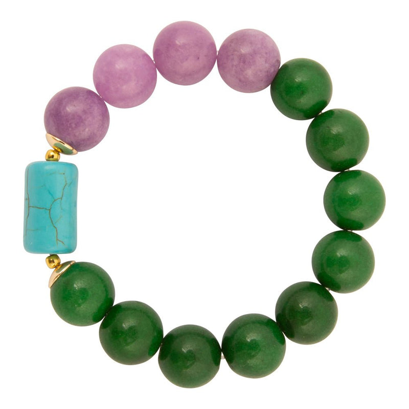 Seville Green and Purple Jade Golden Statement Bracelet - Barse Jewelry