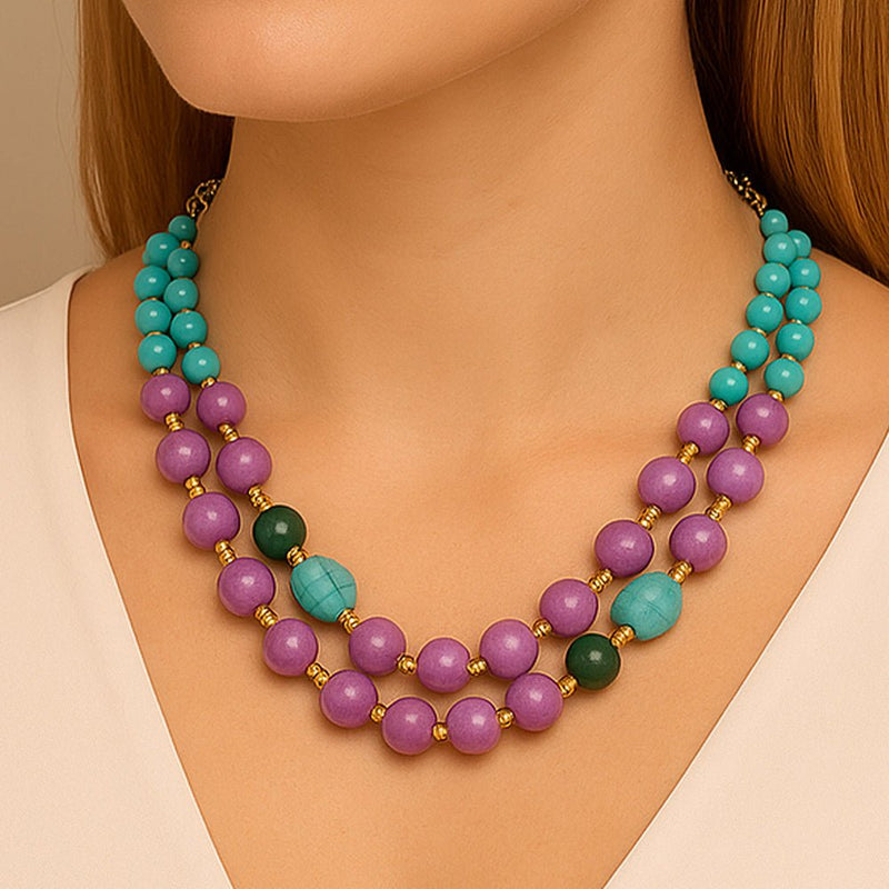 Seville Green and Purple Jade Golden Strand Necklace - Barse Jewelry