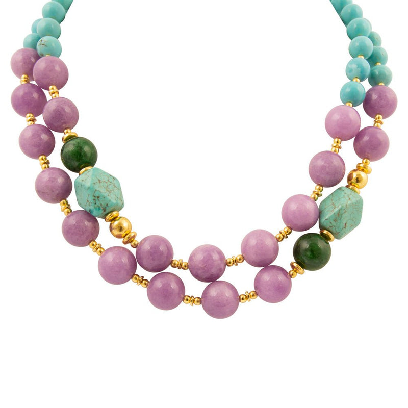 Seville Green and Purple Jade Golden Strand Necklace - Barse Jewelry