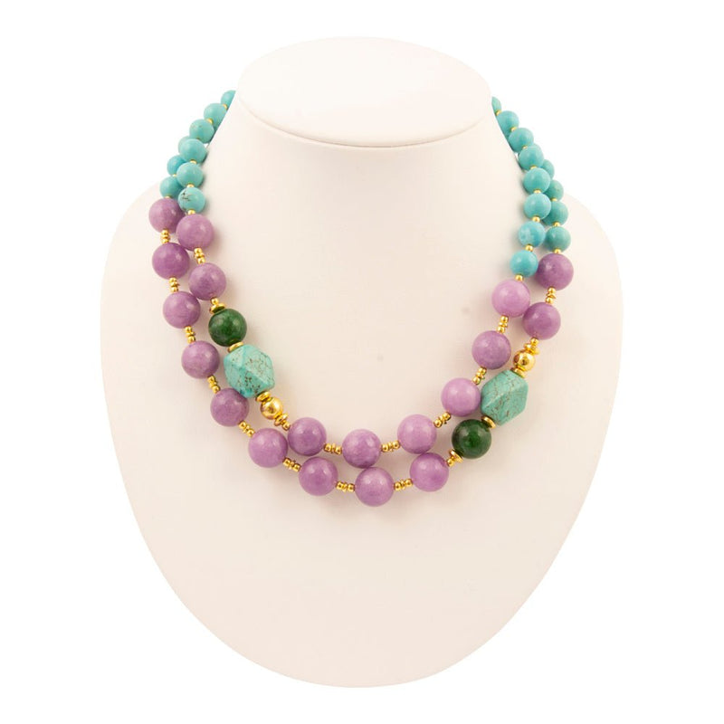 Seville Green and Purple Jade Golden Strand Necklace - Barse Jewelry