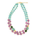 Seville Green and Purple Jade Golden Strand Necklace - Barse Jewelry