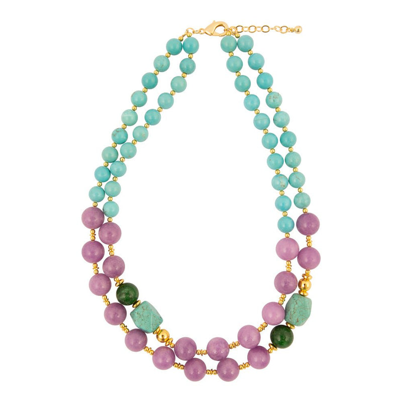 Seville Green and Purple Jade Golden Strand Necklace - Barse Jewelry