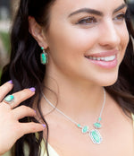 Shielded Lime Turquoise and Sterling SIlver Necklace - Barse Jewelry