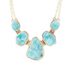 Slabs of Blue Turquoise Golden Statement Necklace - Barse Jewelry