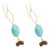 Smoky Brown Tiger's Eye and Blue Magnesite Golden Drop Earrings - Barse Jewelry